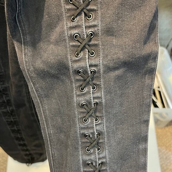 Express Black Ankle Legging High Rise Lace Up Leg Stretch Women's Size 12R - Picture 5 of 9